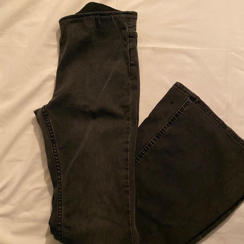 Free People Penny Pull On Flared Jeans Black